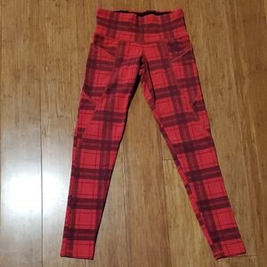 Strut-This Red Plaid Leggings Small